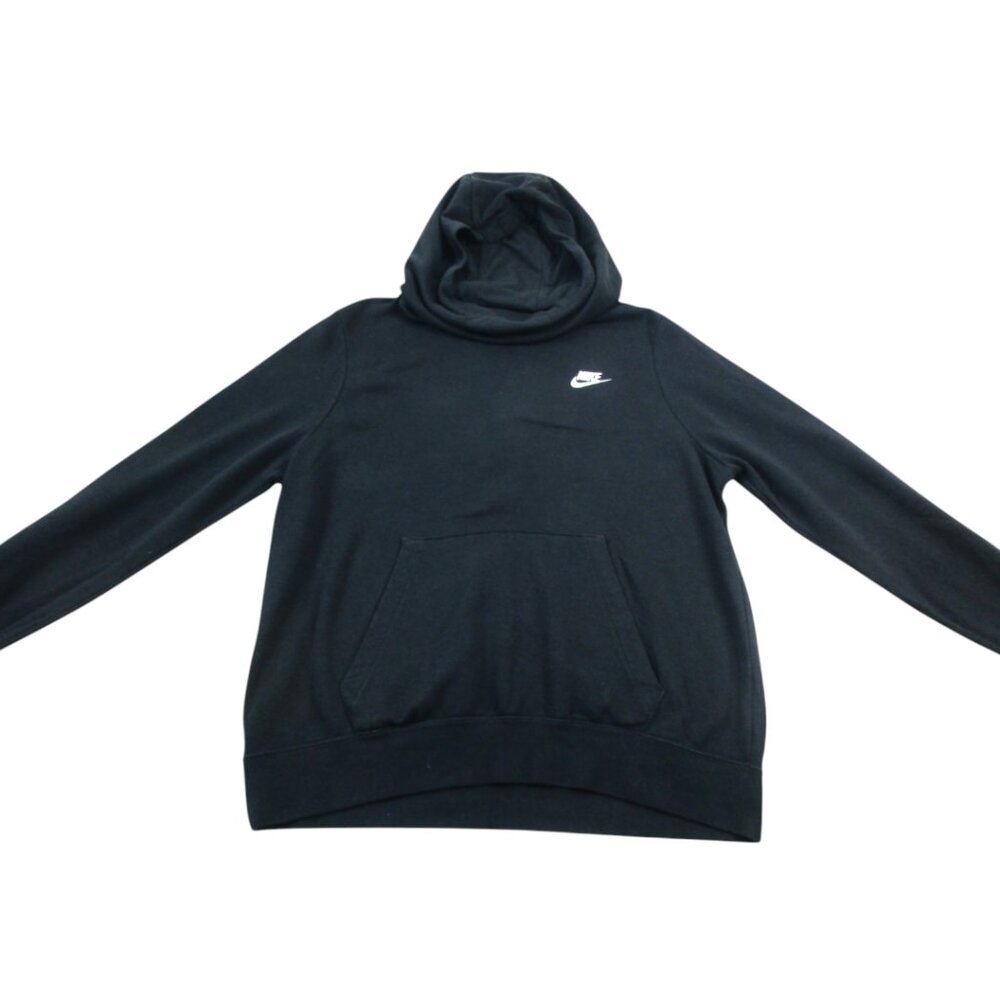 Nike Sportswear Hoodie Mens Large Black Fleece Lined Swoosh Long Sleeve Pullover